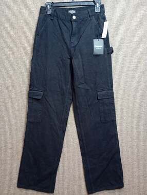 Playboy By PacSun Onyx Black High Rise Cargo Pants Embroidered Logo Bunny Size25